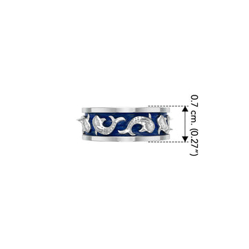 Whale Shark Enamel Sterling Silver Band Ring TRI2535